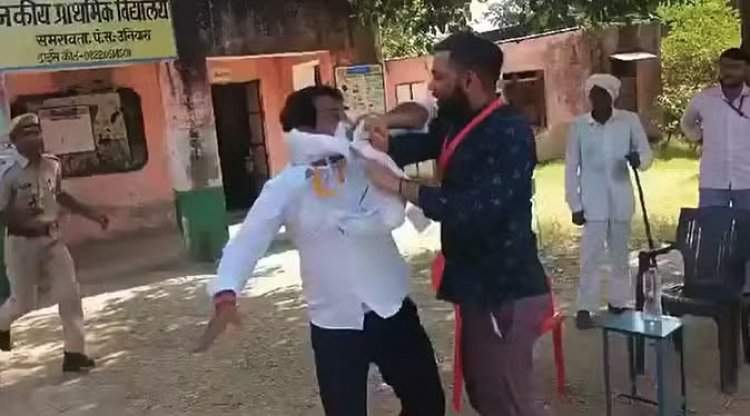 वोटिंग के दौरान निर्दलीय प्रत्याशी ने एसडीएम को मारा थप्पड़...