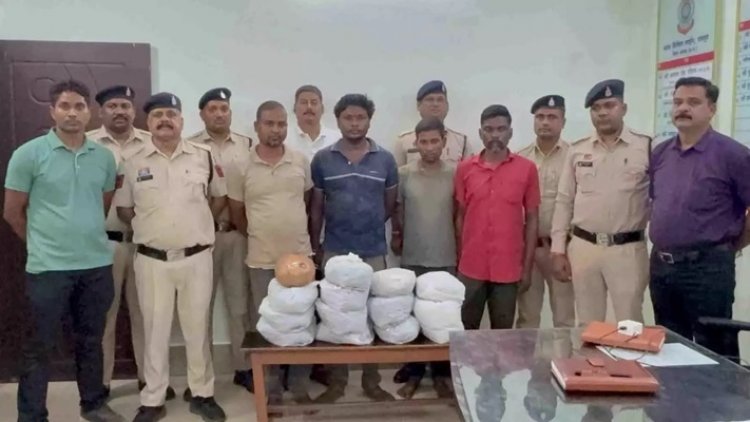 13 किलो 200 ग्राम गांजा और स्कॉर्पियो वाहन के साथ 4 तस्कर गिरफ्तार