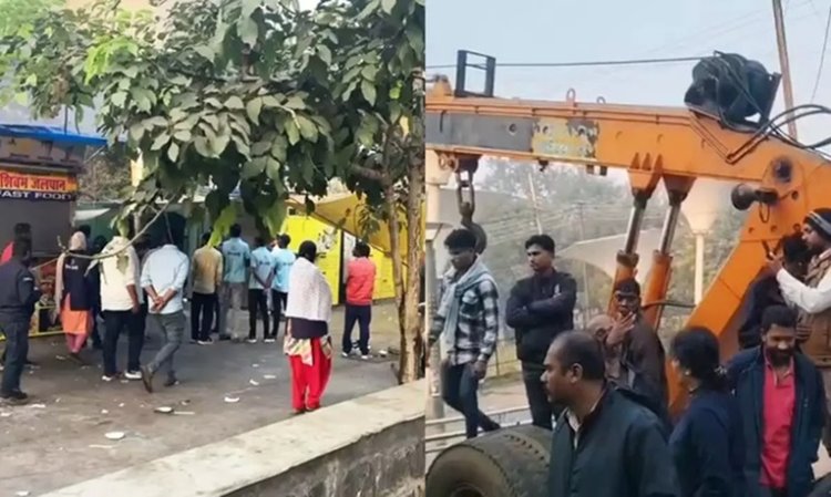 साइंस कॉलेज चौपाटी हटाने पहुंचा निगम दस्ता, कांग्रेसियों के साथ झूमाझटकी